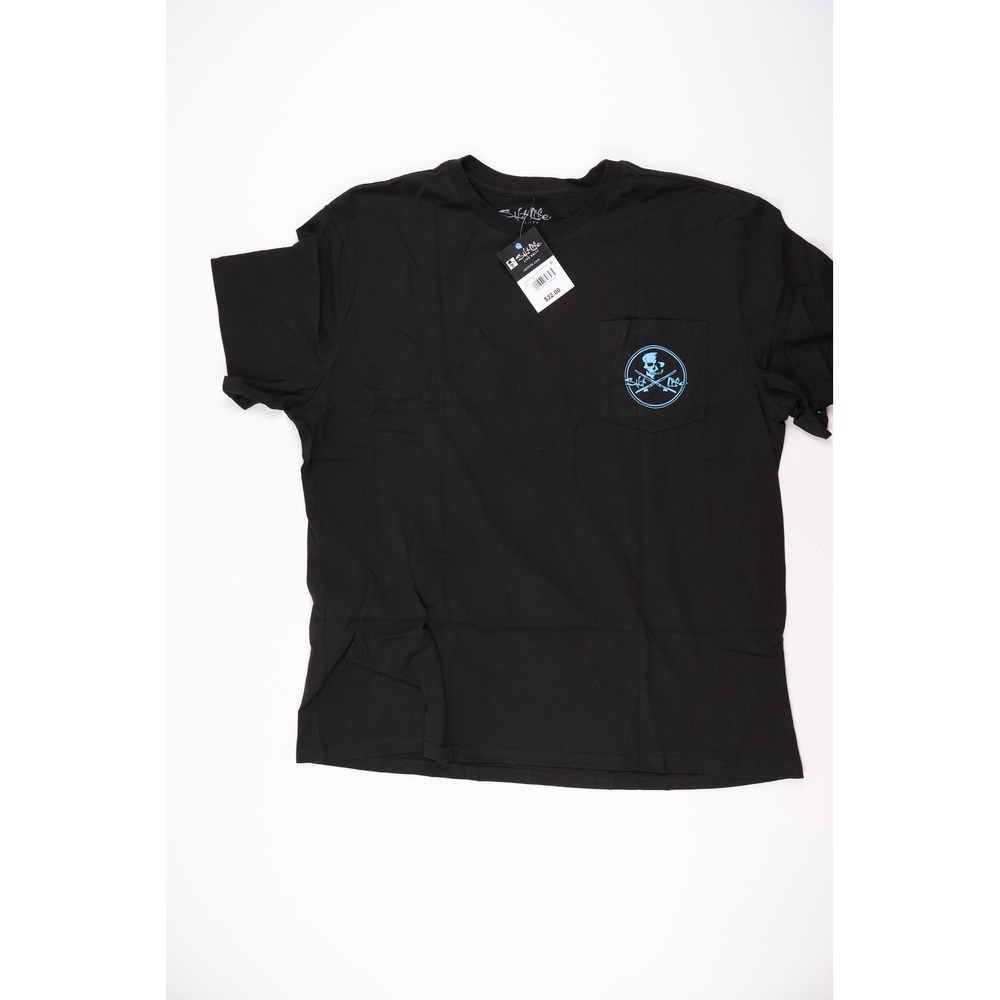 Salt Life T Shirt Skull Fishing Rod Black Graphic 2XL NWT